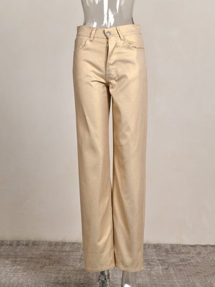LGRQ Trendy Elegant Straight Tube Solid Color Casual Jeans High Quality Vintage 2023 Fashion Luxury Denim Pants Design 19F1050 1