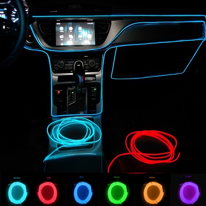 Car Interior Decorative Lamps Strips Atmosphere Lamp Cold Light Decorative Dashboard Console Auto LED Ambient Lights 1/2/3/4/5M 1