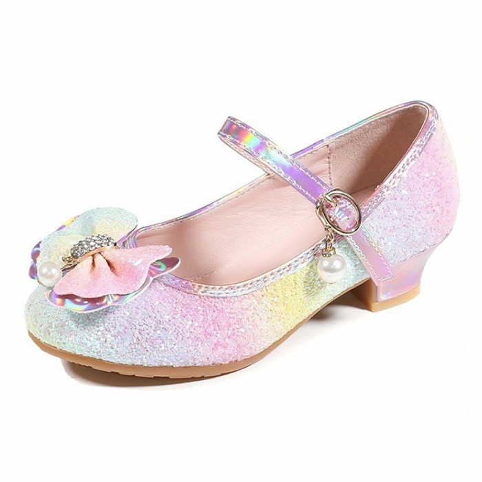 Girls' High Heels Mary Jane Princess Shoes Fashion Bow Tie Children's Performance Leather Shoes