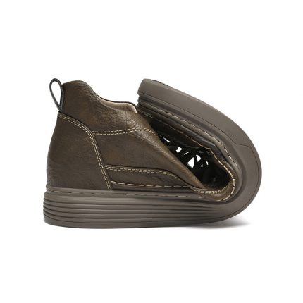 Casual Men Sneakers Cow Split Leather Leisure Designer Shoes Height Increase Taller Shoes Spring Men Flats/6cm Elevator Shoes 2