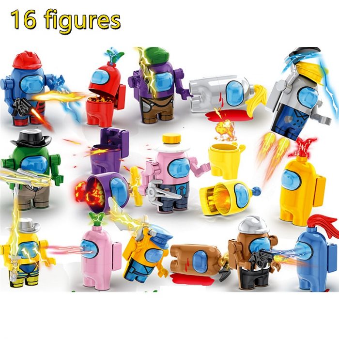 16 Doll Base Game Star Space Alien Peluche Building Blocks Amongs In Usa Including Weapons Classic Model Bricks Sets Kids Kits 1