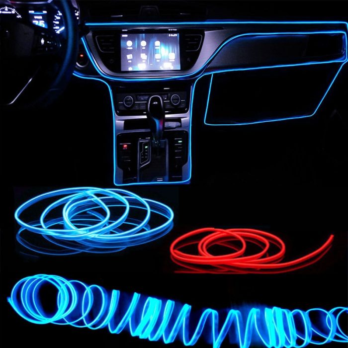 1M/3M/5M Car Interior Led Decorative Lamp EL Wiring Neon Strip For Auto DIY Flexible Ambient Light USB Party Atmosphere Diode 1