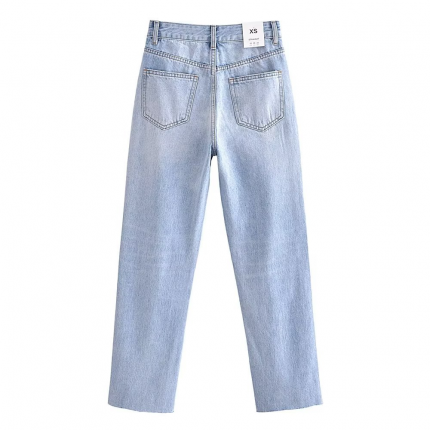 TRAF Women Fashion Spring Autumn Baggy Jeans High Waist Streetwear Vintage Mom Jeans Chic Female Pocket Straight Pants 2