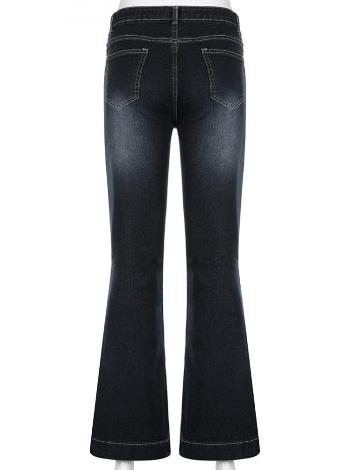 Rapcopter y2k Flare Jeans Vintage Low Waisted Cute Trousers Aesthetic Streetwear Casual Cargo Pants Women Korean Distressed Jean 2