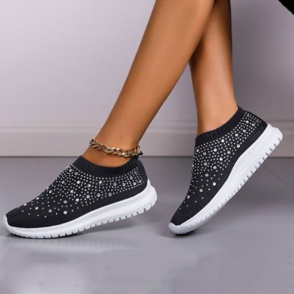 Rimocy Crystal Breathable Mesh Sneaker Shoes for Women Comfortable Soft Bottom Flats Plus Size 43 Non Slip Casual Shoes Woman 2