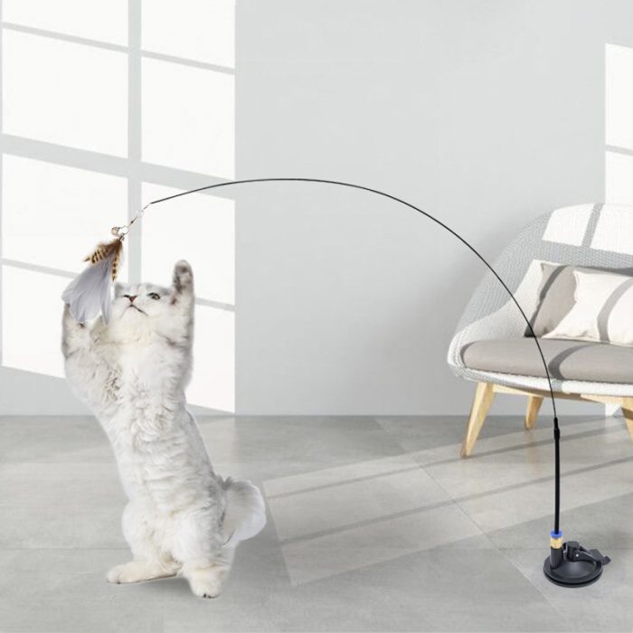 Interactive Cat Toy Handfree Cat Stick Playing Kitten Playing Teaser Wand Toy Suction Cup Bird/Feather Cat Wand Pet Supplies 4