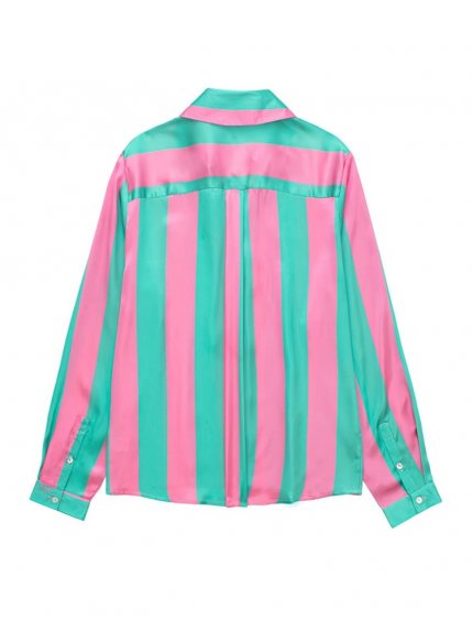 Zevity Women Fashion Color Matching Striped Print Loose Smock Blouse Office Lady Soft Casual Business Blusas Chemise Tops LS1611 2