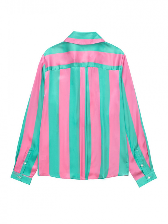 Zevity Women Fashion Color Matching Striped Print Loose Smock Blouse Office Lady Soft Casual Business Blusas Chemise Tops LS1611 2