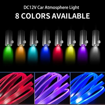 DC12V RGBW Car Ambient Interior Light 3/4/5 in 1 Interior Neon Fiber Optic Strips Lamp DIY Music APP Decorative Atmosphere Light 1