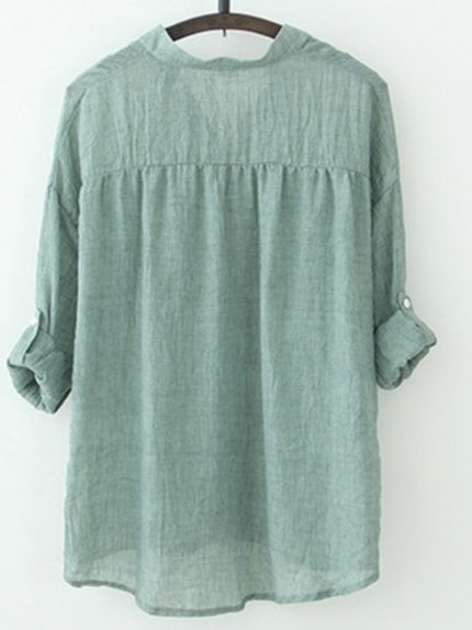 Casual Loose Womens Tops and Blouses Harajuku Plus Size Top White Blouse Shirt Sun Protection Cotton Linen V Neck  Shirts Blusas 2