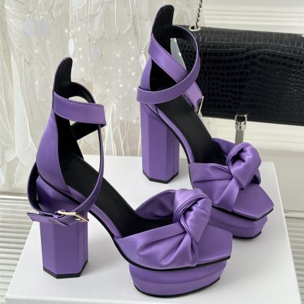 New Shoes For Women Size35-42 Silk Genuine Leather Sandals Super High Heels Butterfly Knot Pumps Designer Shoes Zapatillas Mujer 1