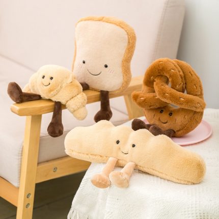 Small Size Cartoon Figure Pretzel Crossant Toast Bread Doll $ Pendent Food Toy Stuffed Plush Backpack Decor Birthday Gifts 2