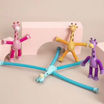 Children Suction Cup Toys Pop Tubes Stress Relief Telescopic Giraffe Fidget Toy Sensory Bellows Anti-stress Squeeze Kid Boy Girl 2