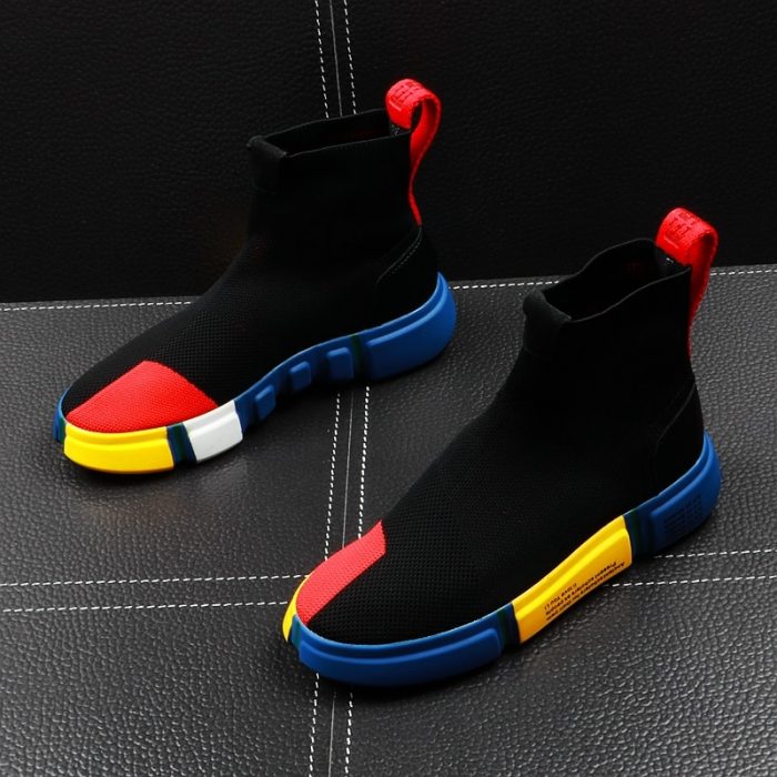 summer men's high tops Knitted socks shoes hip hop trend men's Casual Shoes Men's designer Sneakers increased high Ankle boot h4 1