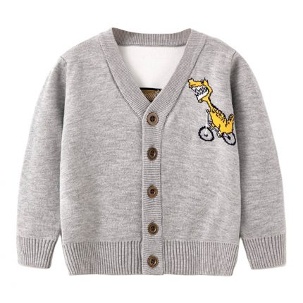 Roaring Adventures Await: Excavator Print Cardigan for Little Explorers - Alligator Sweaters for Autumn Spring Fun! 2