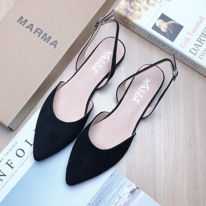 Women Flats Shoes for Women 2022 Spring New Pointed Shoes for Ladies Size 41 42 43 33 34 Suede Velvet Leather Flat Heel Shoes 1