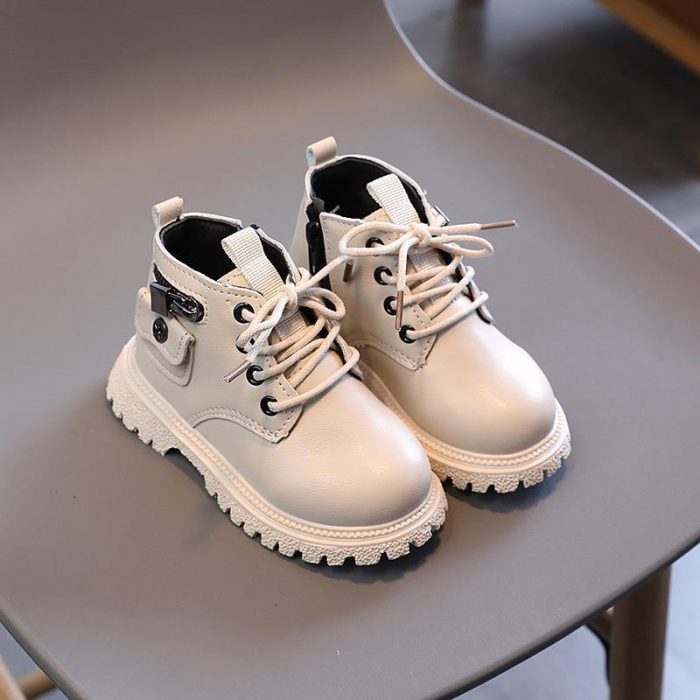 Kids British Style Boots New Spring Autumn Children's Soft Non-slip Rubber Outsole Solid Ankle Boots Boys Girls Fashion Shoes 1