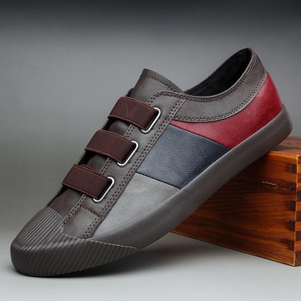 Man Spring Autumn Hot Fashion Slip-On Cool Loafers Leisure Patckwork Flat Skate Shoes 2023 Men Leather Casual Shoes 2