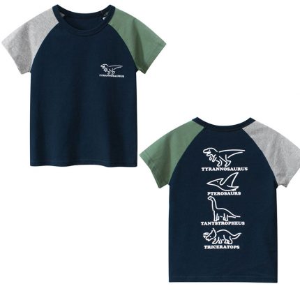 2023 Summer Boy T-shirt Print Dinosaur Cotton Children Girls Short Sleeve T Shirts For Baby Boys Tops Kids Clothes T-shirt 1