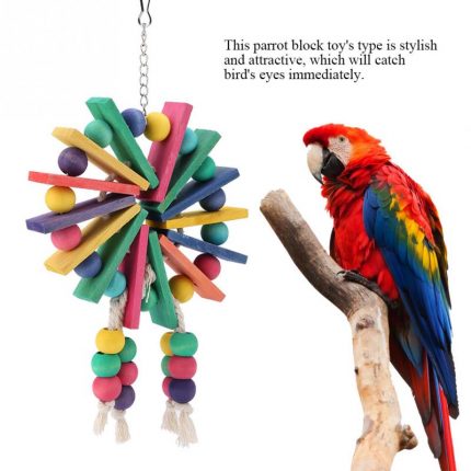 New Bird Parrot Chewing Toy Wooden Hanging Cage Toys for Parrots Bird Funny Hanging Rope Standing Toy Pet Training Bird Toys 1