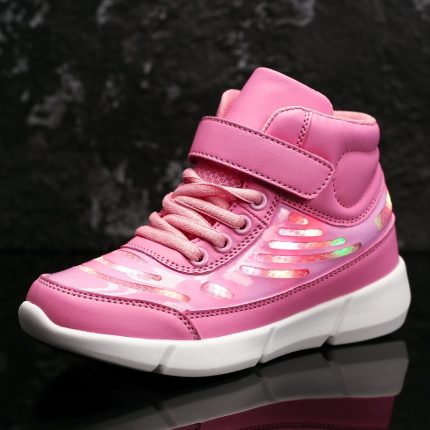 Warm like home 2018 New 25-37 USB Charger Glowing Sneakers Led Children Lighting Shoes Boys Girls illuminated Luminous Sneaker 2