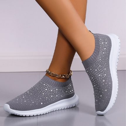Rimocy Crystal Breathable Mesh Sneaker Shoes for Women Comfortable Soft Bottom Flats Plus Size 43 Non Slip Casual Shoes Woman 1