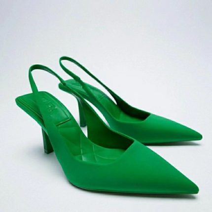 Summer Women Heels Sandals Red Pointed Slingback Sandals Shoes Green Black Purple Kitten Heels Party Prom Ladies Stilettos 2
