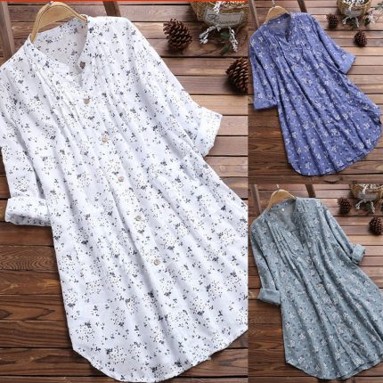 Women Loose Long Sleeve Tunic Tops Casual Blouses M-3XL Shirt Summer Elegant Blouse Streetwear Fashion New 1