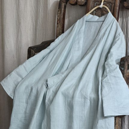 Johnature Women Chinese Style Bandage Dresses V-Neck Solid Color Linen Robes 2023 Autumn New Vintage A-Line Female Dresses 1