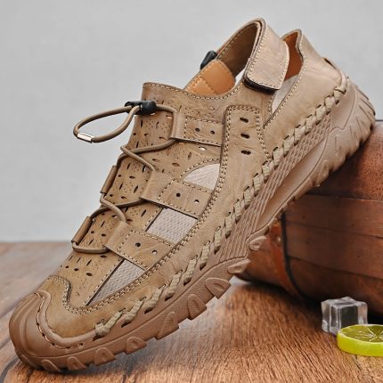 Casual Shoes For Men Summer Breathable Sandals Outdoor Anti-slip Male Loafers Big Size 38-46 Handcrafted Cow Leather 2