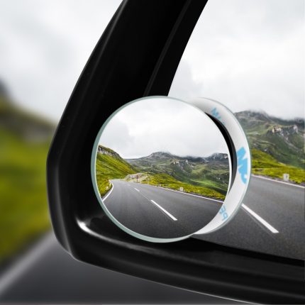 2Pcs Car Rearview Sucker Mirrors 360° Blind Spot Mirror Adjustable Round Frame Convex Wide-angle Clear Rearview Auxiliary Mirror 2