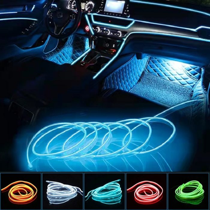 Automobile Atmosphere Lamp Car Interior Lighting LED Strip Decoration Garland Wire Rope Tube Line Flexible Neon Light USB Drive 1