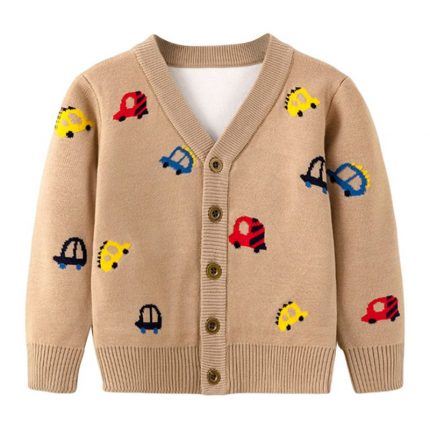 Roaring Adventures Await: Excavator Print Cardigan for Little Explorers - Alligator Sweaters for Autumn Spring Fun! 1