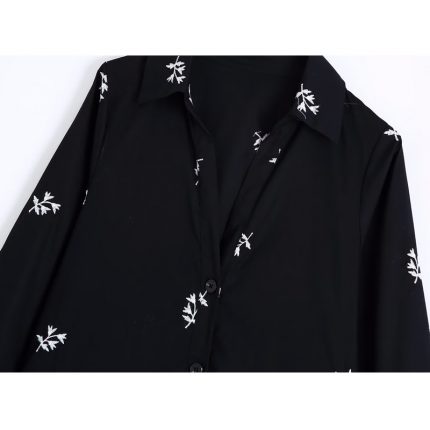 TRAF Embroidery Long Dress Women Black Shirt Dress Woman Summer Pleated Midi Dresses for Women 2023 Long Sleeve Button Up Dress 2