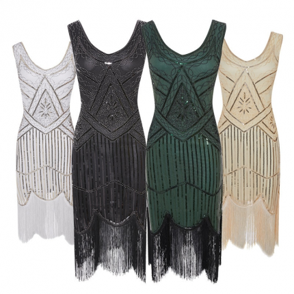 Plus Size XS-4XL Women's 1920s Vintage Sequin Full Fringed Deco Inspired Flapper Dress Roaring 20s Great Gatsby Dress Vestidos 2