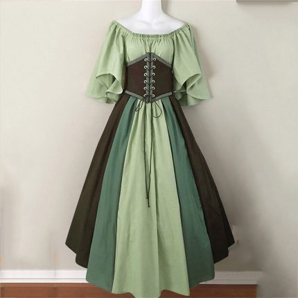 Medieval Vintage Elf Fairy Elven Costume For Women Princess Dress Waist Cincher Corset Tube Top Ruffles Gown Dresses 1