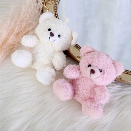 12Cm Curly Plush Sitting Doll Small Plush Toy Bear Bag Pendant DIY Wedding Gift Box Keychain Pendant 4 Color 2