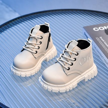 Autumn New Children's Boots Leather Female Baby Short Boots Boys Boots Boys' Children's Cotton Shoes Soft Sole Single Boots 2