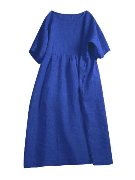 Women's Dresses 2022 New Summer Short Batwing Sleeve Age-reduced Cotton Dress Casual Loose Office Lady Linen Work Dress M-4XL 2