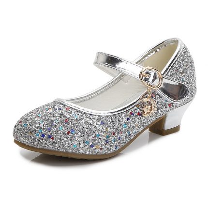Bling kids rhinestone casual shoes fashion school performance heels pumps girls sequins Princess shoes 2