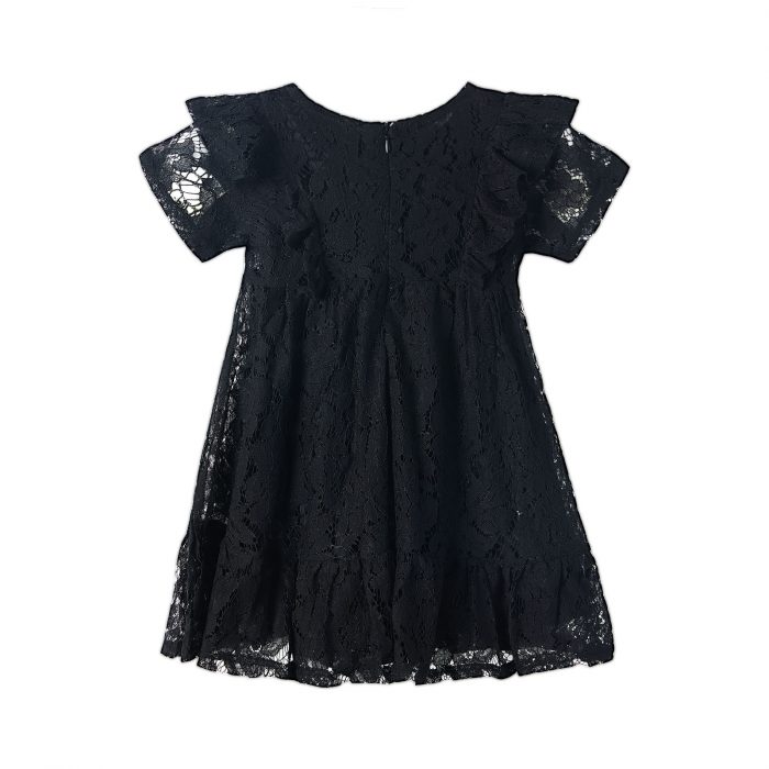 Mudkingdom Girls Dress Lace Ruffled Flared Solid Short Sleeve Dresses for Toddler Girl Summer Clothes Big Kids Clothing Fashion 1