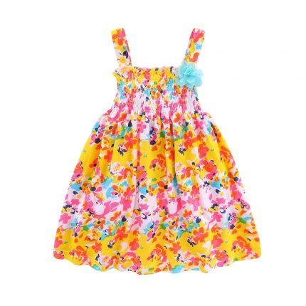 Mudkingdom Smocked Baby Girls Floral Dress Sleeveless Cross-Back Cami Dresses for Toddler Girl Summer Clothes Fashion Cute 2