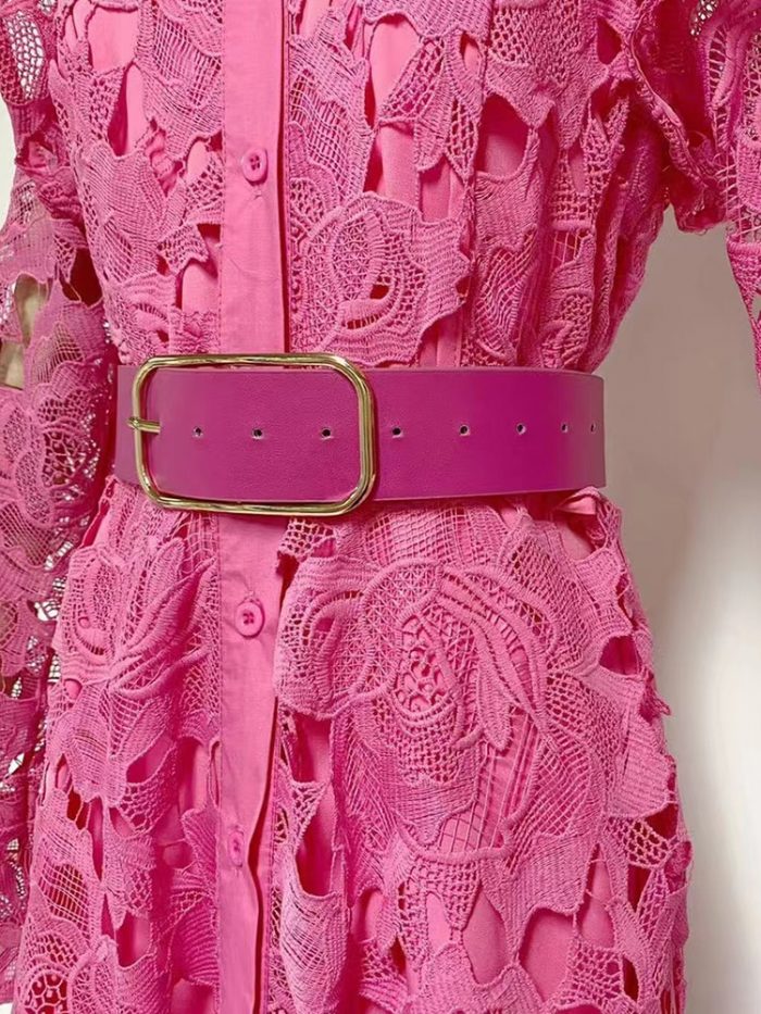 VGH Minimalist Solid Dresses For Women Stand Collar Long Sleeve High Waist Spliced Hollow Out Slim Chic Dress Female Summer 2023 6