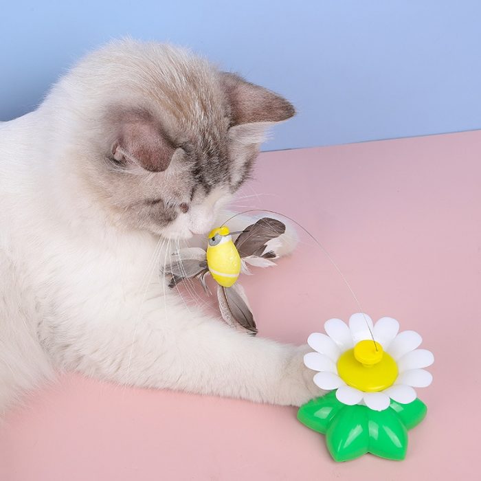 Automatic Electric Rotating Cat Toy Colorful Butterfly Bird Animal Shape Plastic Funny Pet Dog Kitten Interactive Training Toys 1