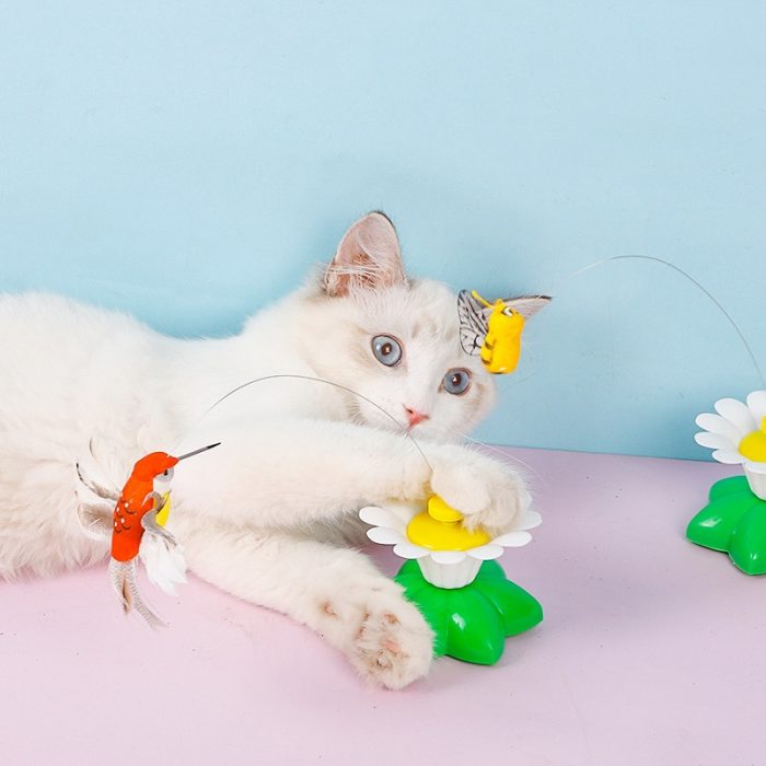Automatic Electric Rotating Cat Toy Colorful Butterfly Bird Animal Shape Plastic Funny Pet Dog Kitten Interactive Training Toys 2