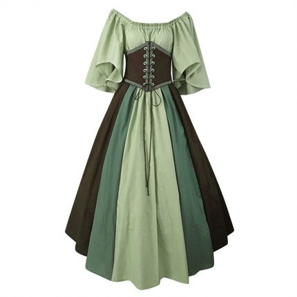 Medieval Vintage Elf Fairy Elven Costume For Women Princess Dress Waist Cincher Corset Tube Top Ruffles Gown Dresses 2