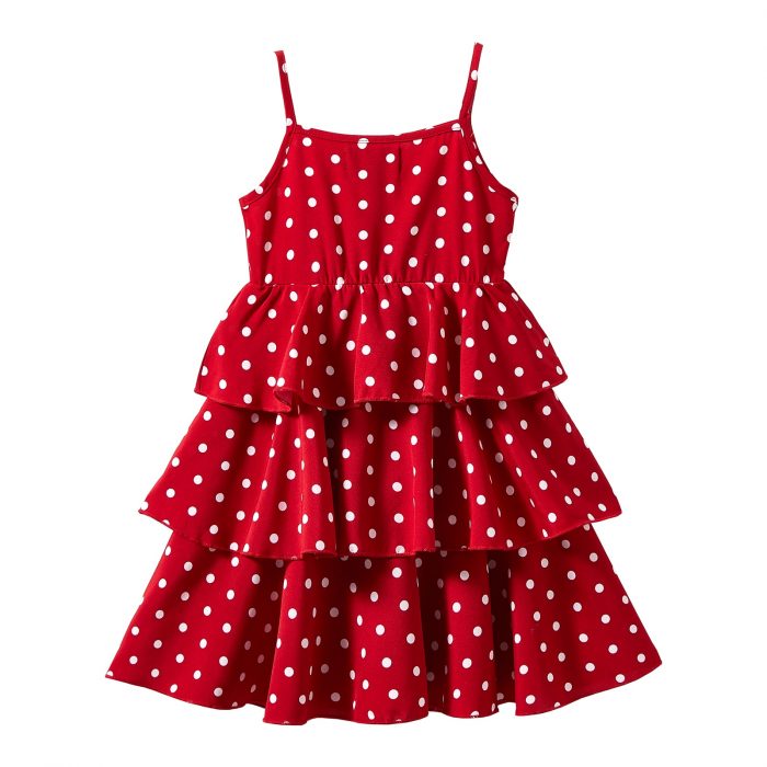 Mudkingdom Big Girls Spaghetti Strap Dress Summer Polka Dots Tiered Cami Dresses for Girl Clothes Fashion Casual Kids Clothing 1