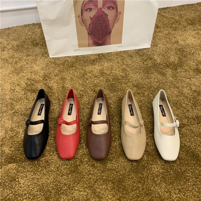 Bailamos Women Red Lightweight Shoes Square Toe Slip On Vintage Soft Ballet Flats Female Shoes Ballet Flats Casual Sneaker Shoe 1