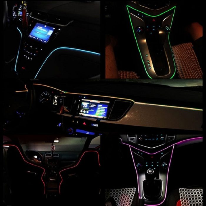 1m/3m/5m Neon LED Car Interior Lighting Strips Auto LED Strip Garland EL Wire Rope Car Decoration lamp Flexible Tube 4