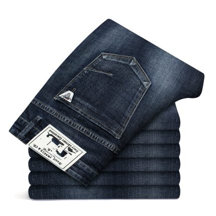 2021 New Arrivals Jeans Men Quality Brand Business Casual Male Denim Pants Straight Slim Fit Dark Blue Men Plus Size 40 42 44 46 2
